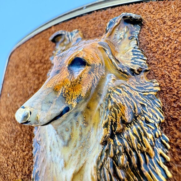 Raintree 1979 Collie Dog Belt Buckle Metal & Faux Leather Design Vintage - Picture 2 of 7